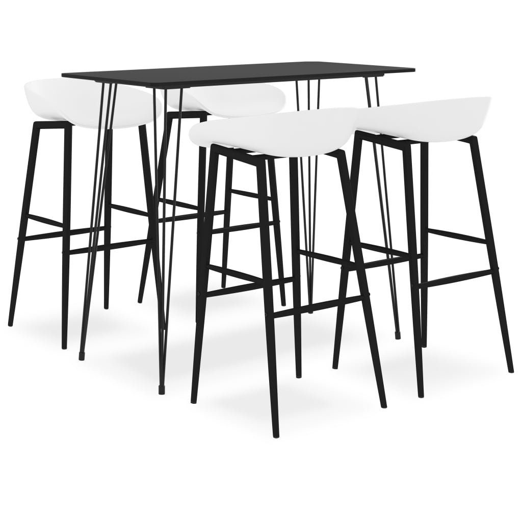 vidaXL Essgruppe 5-tlg. Bar-Set Schwarz und Weiß, (5-tlg)