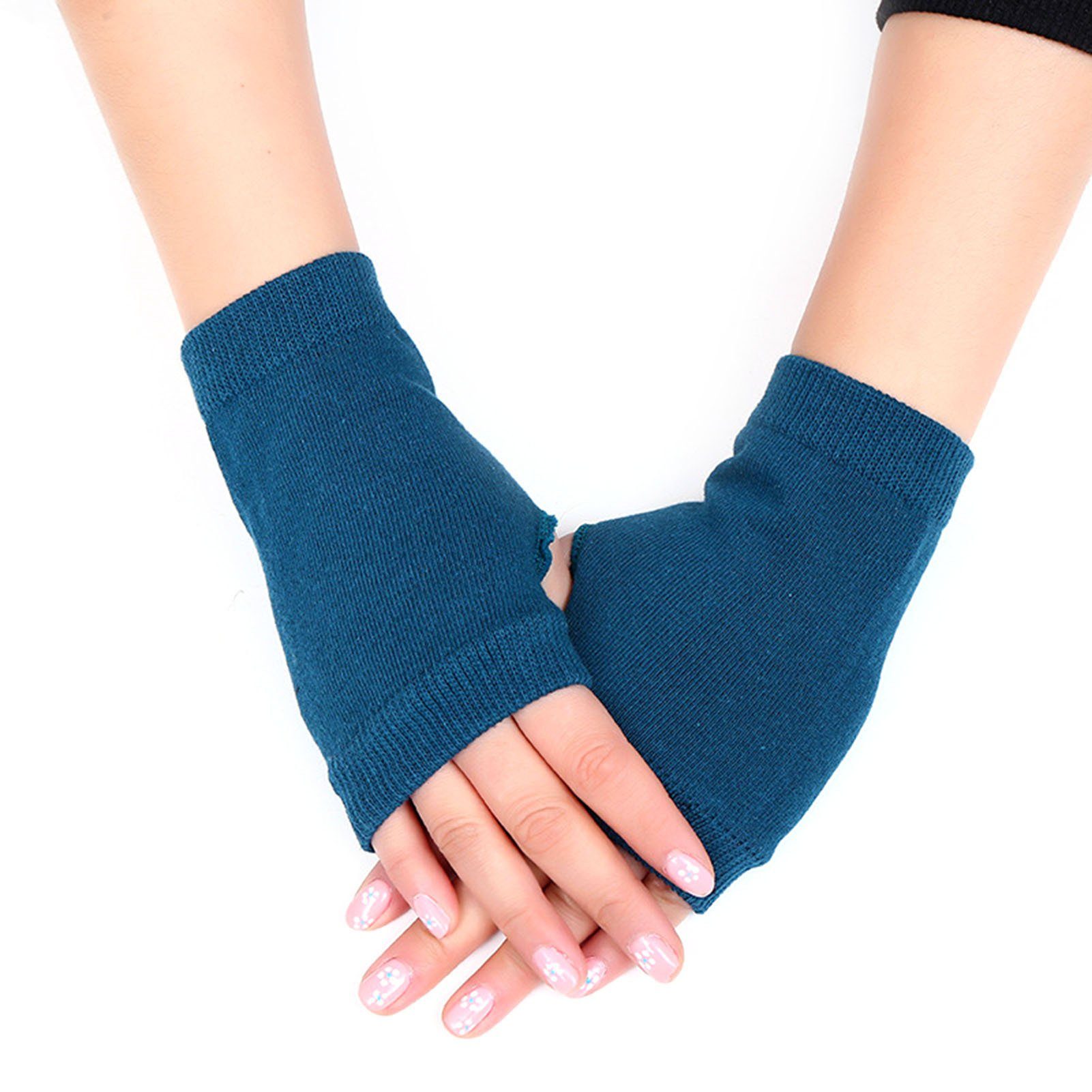 Blusmart Strickhandschuhe Halbfinger-Handschuhe, Fingerlose Strickhandschuhe Handschuhe dunkelgrün