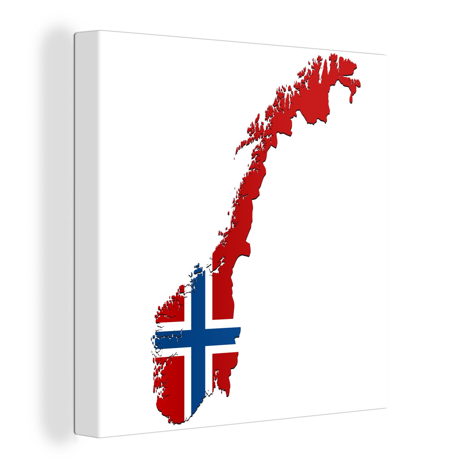 OneMillionCanvasses® Leinwandbild Illustration von Norwegen in den Farben der Flagge, (1 St), Leinwand Bilder für Wohnzimmer Schlafzimmer