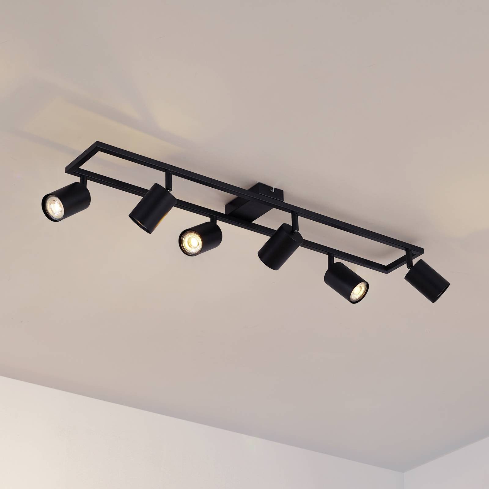 Lindby Deckenstrahler Bravius, Metall, Schwarz IP20, 6 x 10 W LED