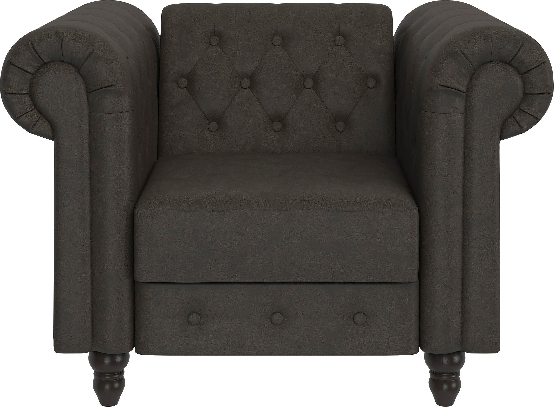DOREL HOME Chesterfield-Sessel FELIX Microfaser Anthrazit