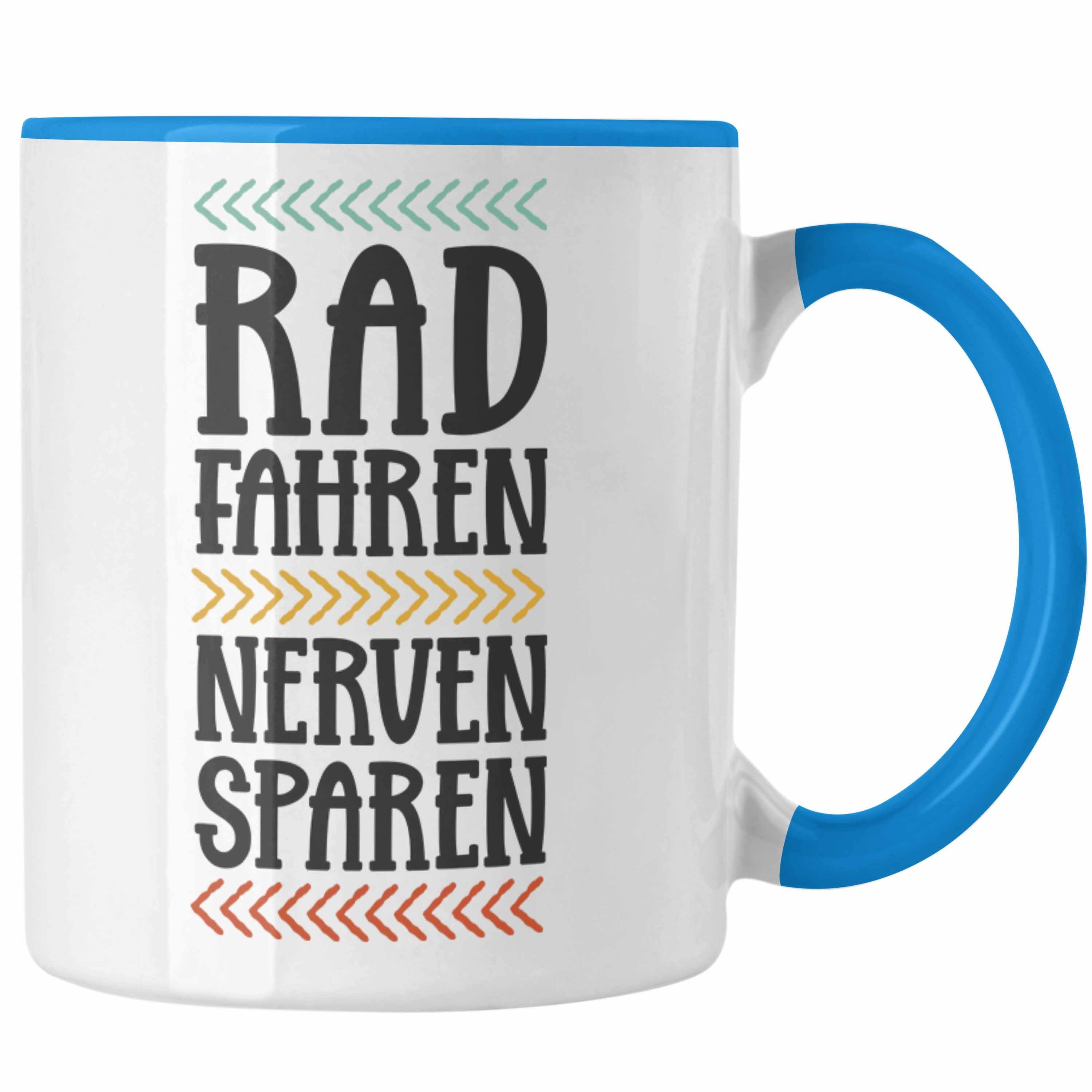 Trendation Tasse Trendation - Fahrrad Radfahrer Geschenk Rennrad Bike Geschenkidee Männer Tasse Fahrradfahrer Kaffeetasse Blau