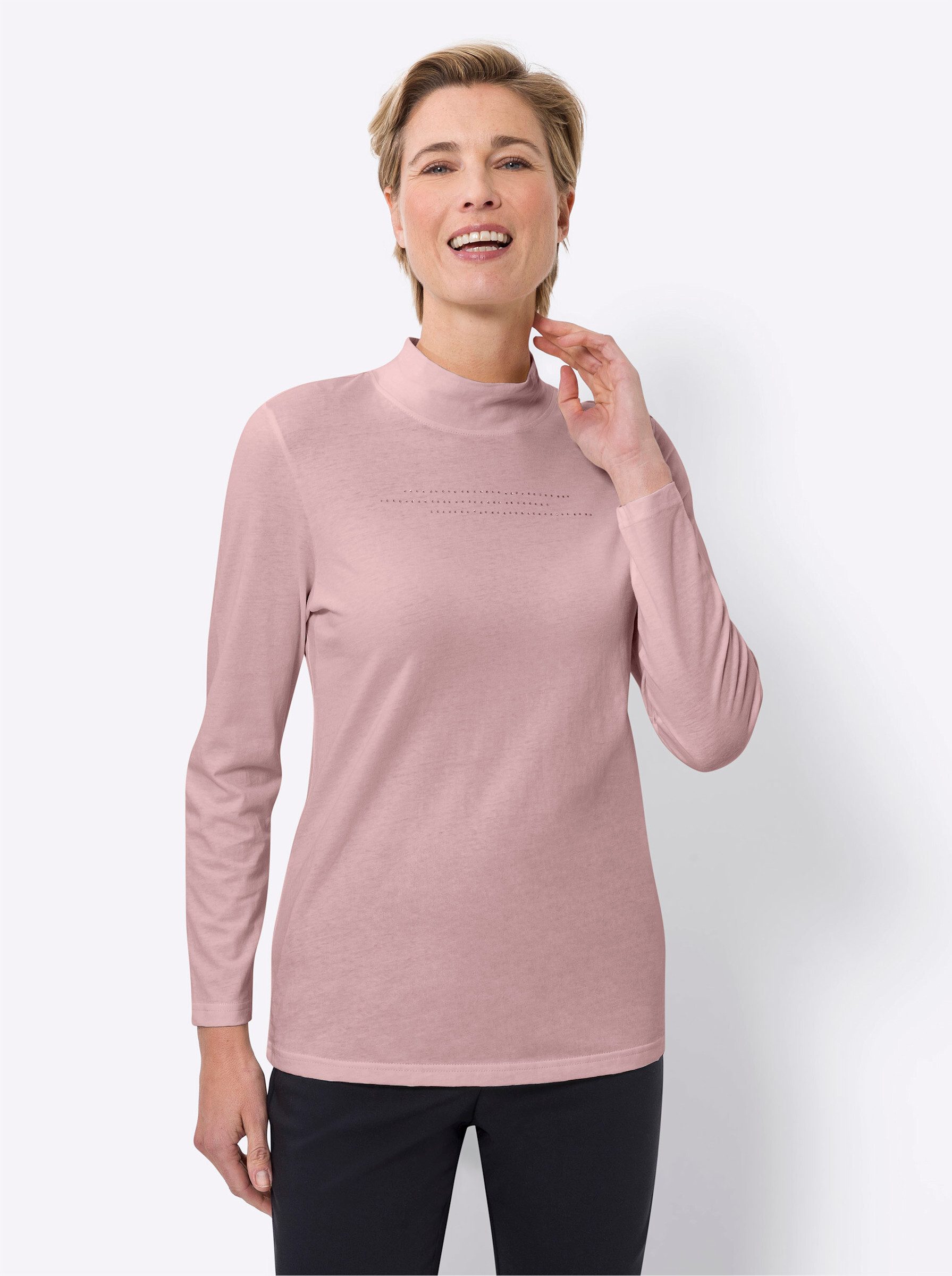 T-Shirt Stehkragen-Shirt Langarm