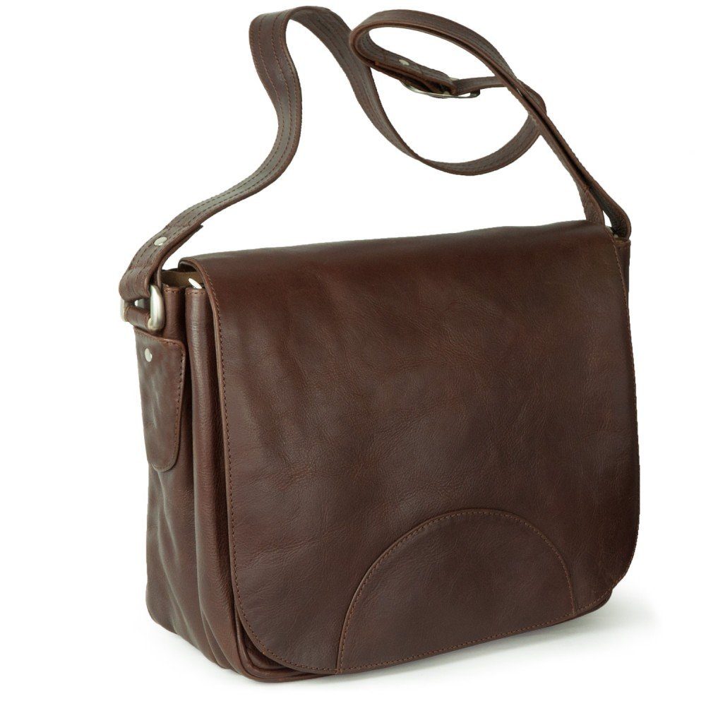 Handtasche Damen-Handtasche Größe M Retro-Look Leder Kastanie-Braun Hamosons 577