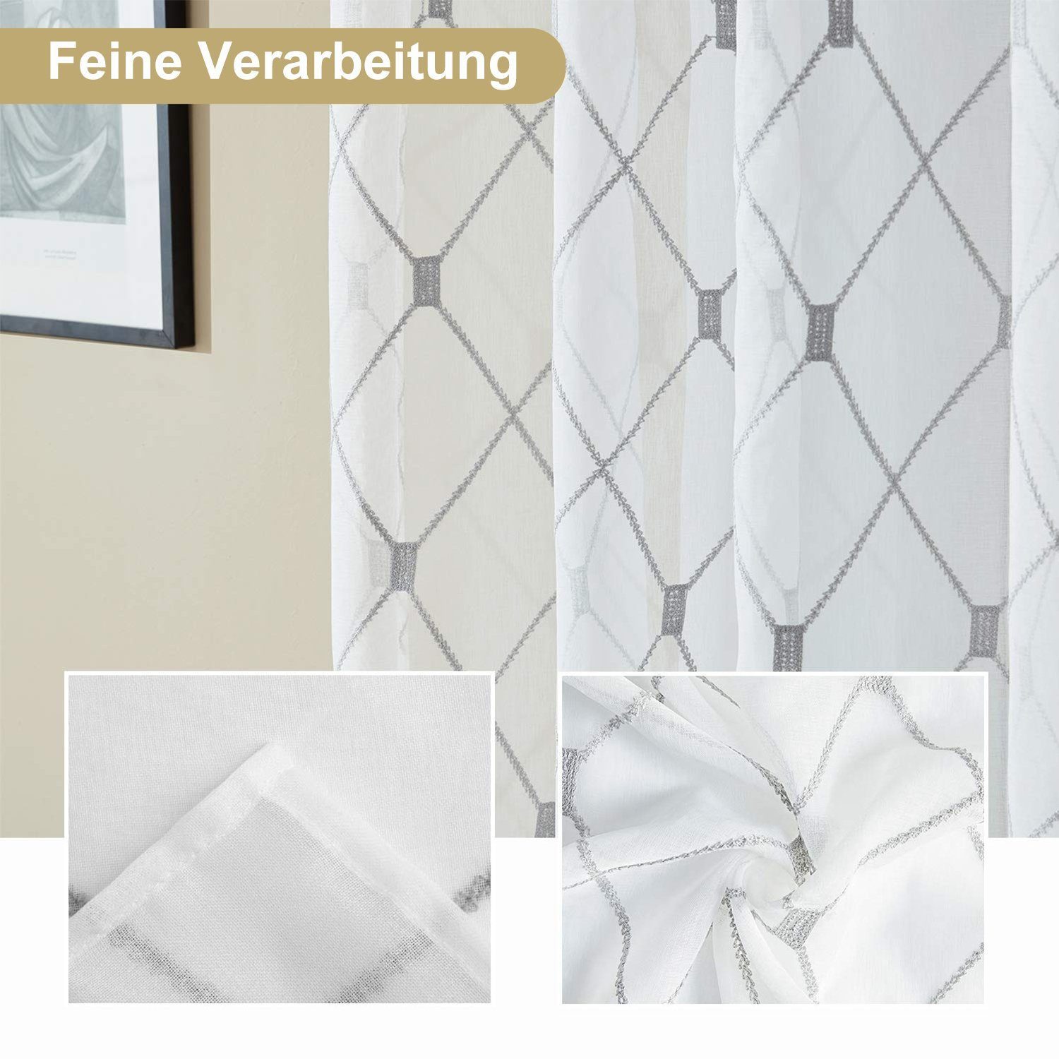 BYSURE Gardine (2 St), Ösen, transparent, Voile, Modern Gardine Leinenoptik günstig online kaufen