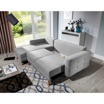 JVmoebel Ecksofa Wohnzimmer Ecksofa L-Form Couch Grau Polster 3 Sitzer Sofort, 1 Teile, Made in Europa