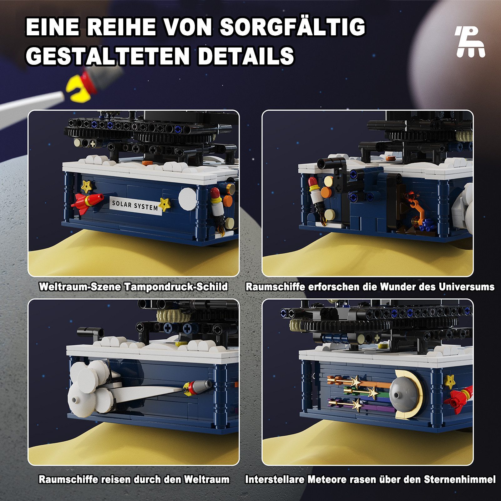 Esun Rotating Solar System Building Toy, 775-Piece Space Exploration Building Blocks (Set, 775 Pieces, Complete Set), Building Block Set for Children 8+ Years Old Toy