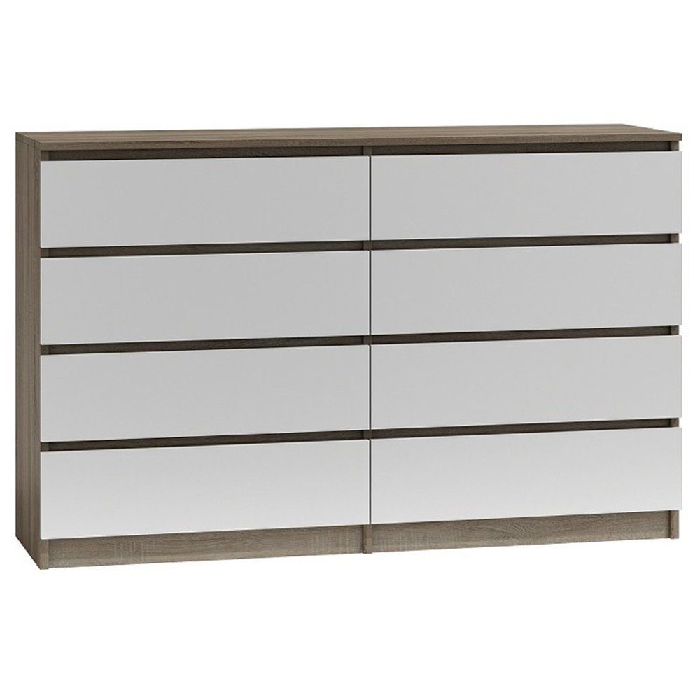 pressiode mit Sideboard Kommode Schubladen Anrichte Kommode 140cm Klamotenschrank Sonoma/Weiß 8