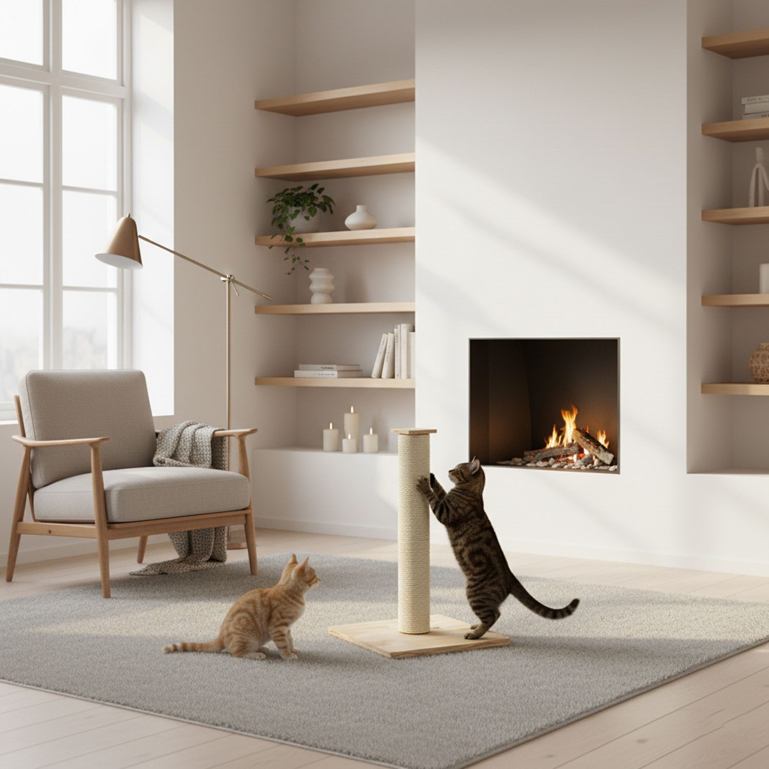 eyepower Kratzbaum Klein - 62 cm Kratzstamm mit Holzplatte Sisal Kratzsäule für Katzen, Katzenkratzbaum mit Massivholz Fußplatte - Sisalstamm Katze Stabil