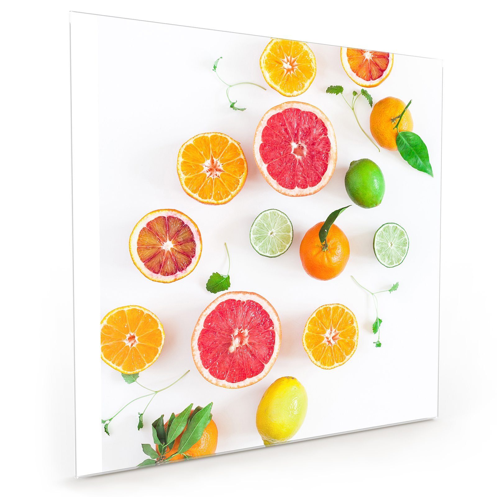 Primedeco Küchenrückwand Küchenrückwand Spritzschutz Glas mit Motiv Frische Orangen