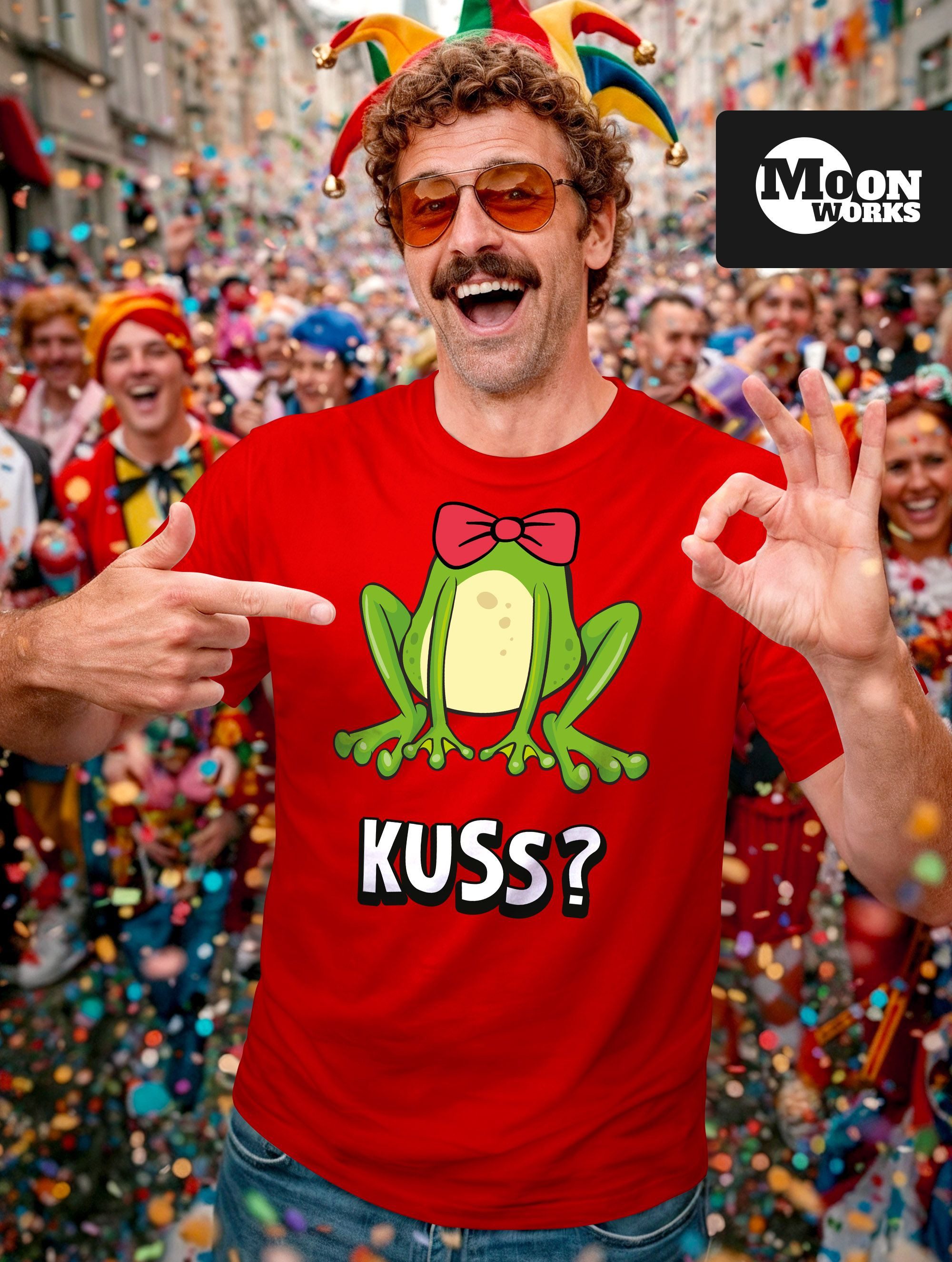 MoonWorks Print-Shirt Herren T-Shirt Fasching Karneval Frosch Prinz Kostüm- günstig online kaufen