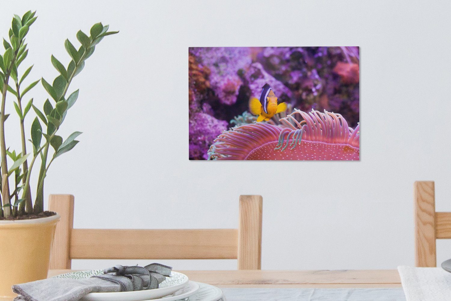 Aufhängefertig, Fisch - Rosa, 30x20 Koralle Leinwandbilder, OneMillionCanvasses® (1 cm Wanddeko, Leinwandbild St), - Wandbild