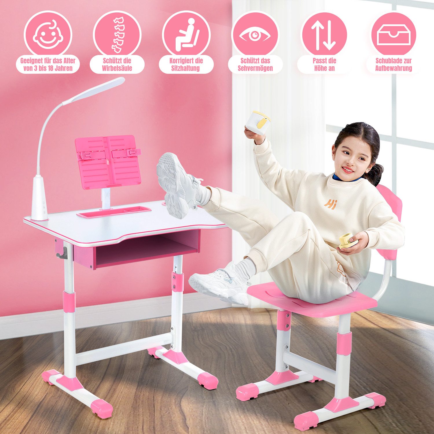LETGOSPT Kinderschreibtisch Ergonomischer Schreibtisch für Kinder günstig online kaufen