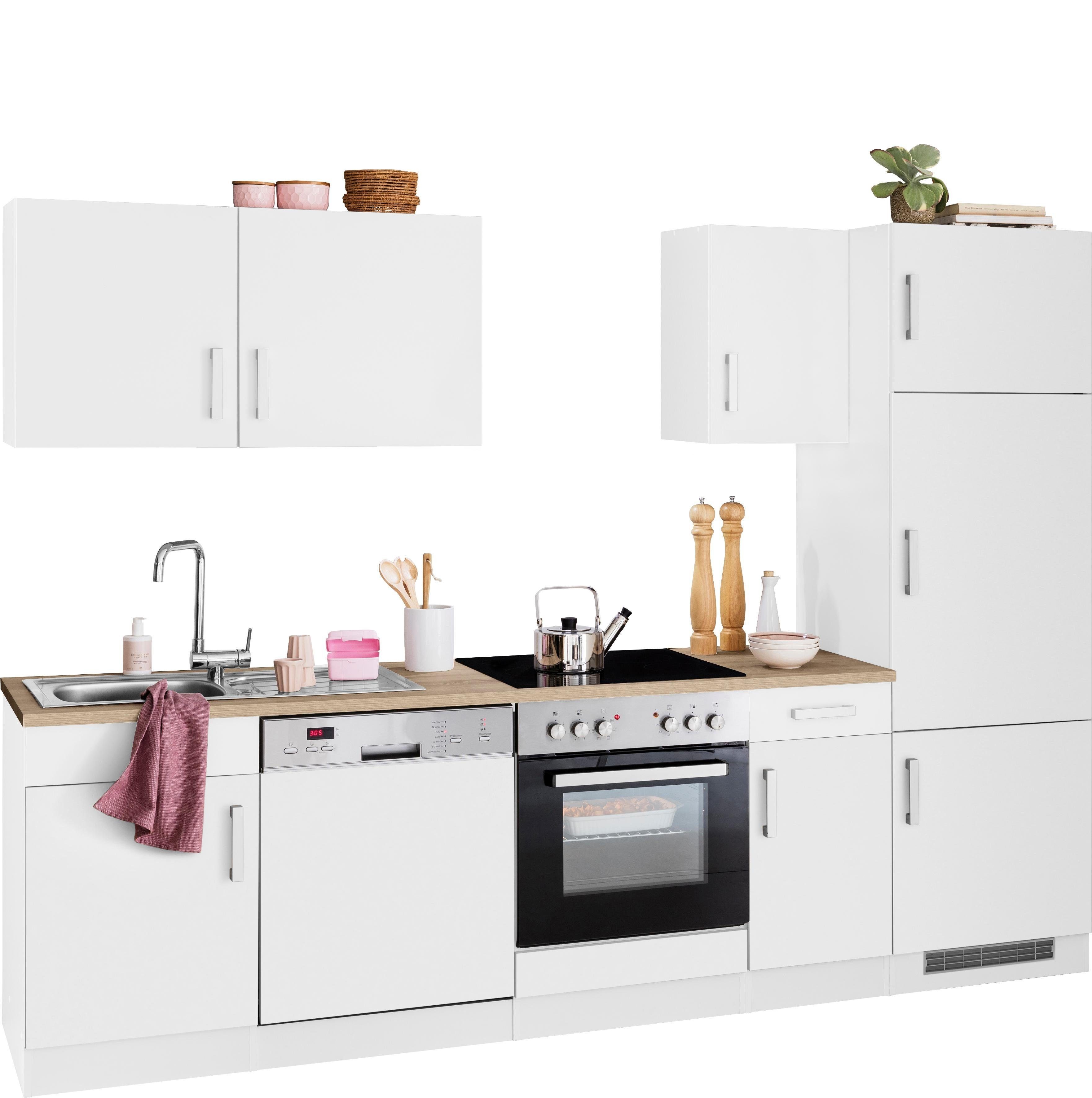 KOCHSTATION Küchenzeile KS-Gera, Breite 270 cm, wahlweise mit E-Geräten, mit Arbeitsplatte