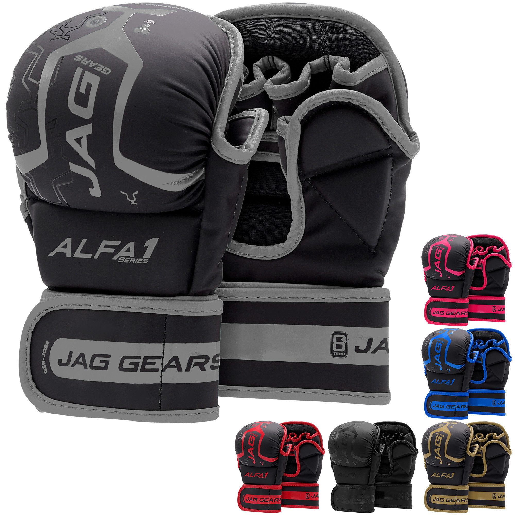 JAG GEARS Boxhandschuhe MMA-Sparringhandschuhe Grappling-Handschuhe Boxtraining und Kampfsport (Set, 1x pair), Open-Palm Design mit High-Density Polsterung & Knöchelschutz