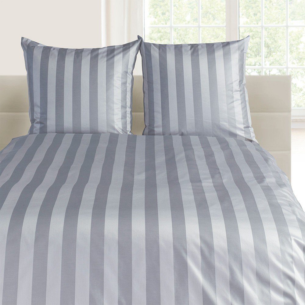 Curt Bauer Bettwäsche Mako-Brokat-Damast Como perlgrau 155 cm x 220 cm, Bettbezug Kopfkissenbezug Set kuschelig weich hochwertig