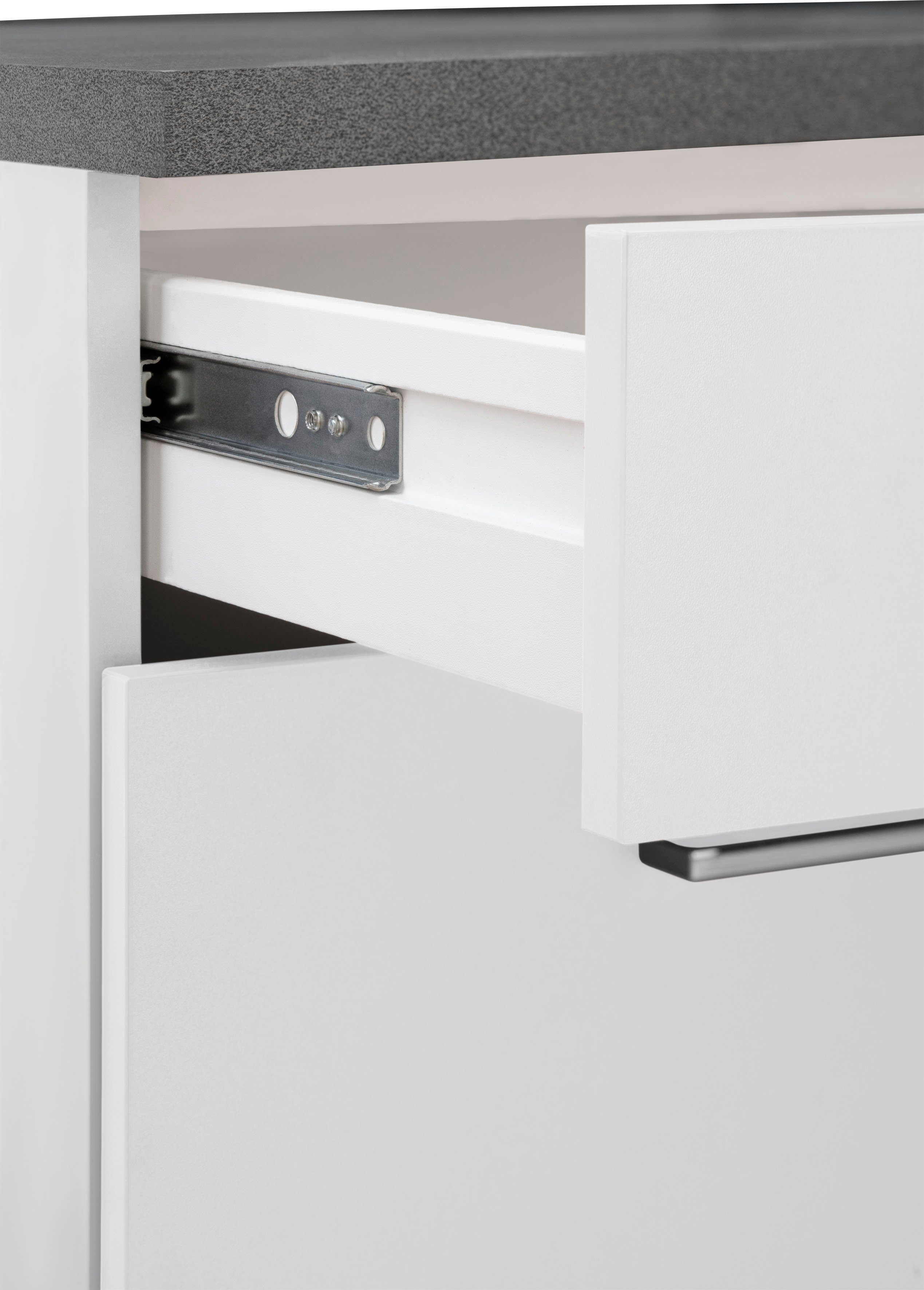 KOCHSTATION Küchenzeile KS-Paris – Küchen mit einzigartigen Fotomotiven auf den Fronten, Stellbreite 220/220 cm, wahlweise mit E-Geräten, mit Motivdruck