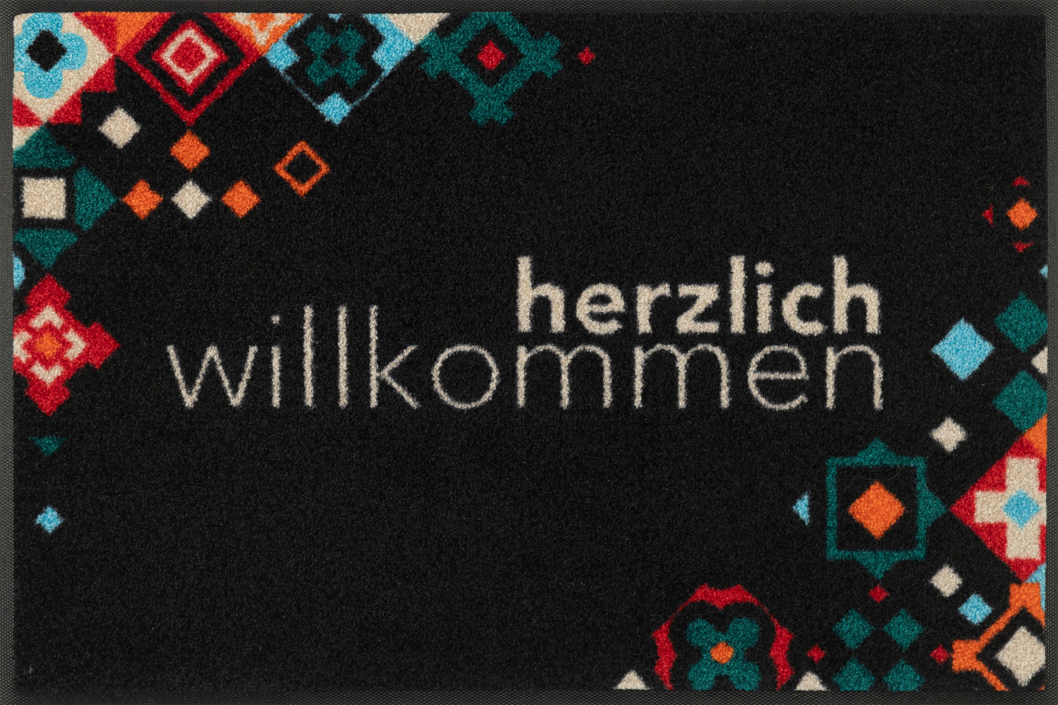 Fußmatte Willkommen Mosaik bunt, by mm rechteckig, Höhe: wash+dry Kleen-Tex, 7