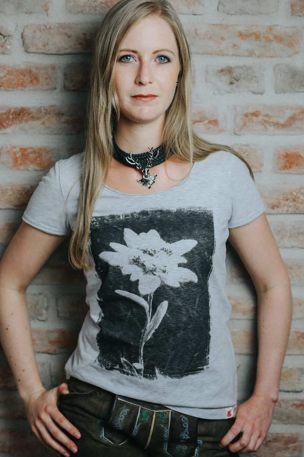 vronikaa Trachtenshirt Shirt Edelweiß Damen grau-melange günstig online kaufen