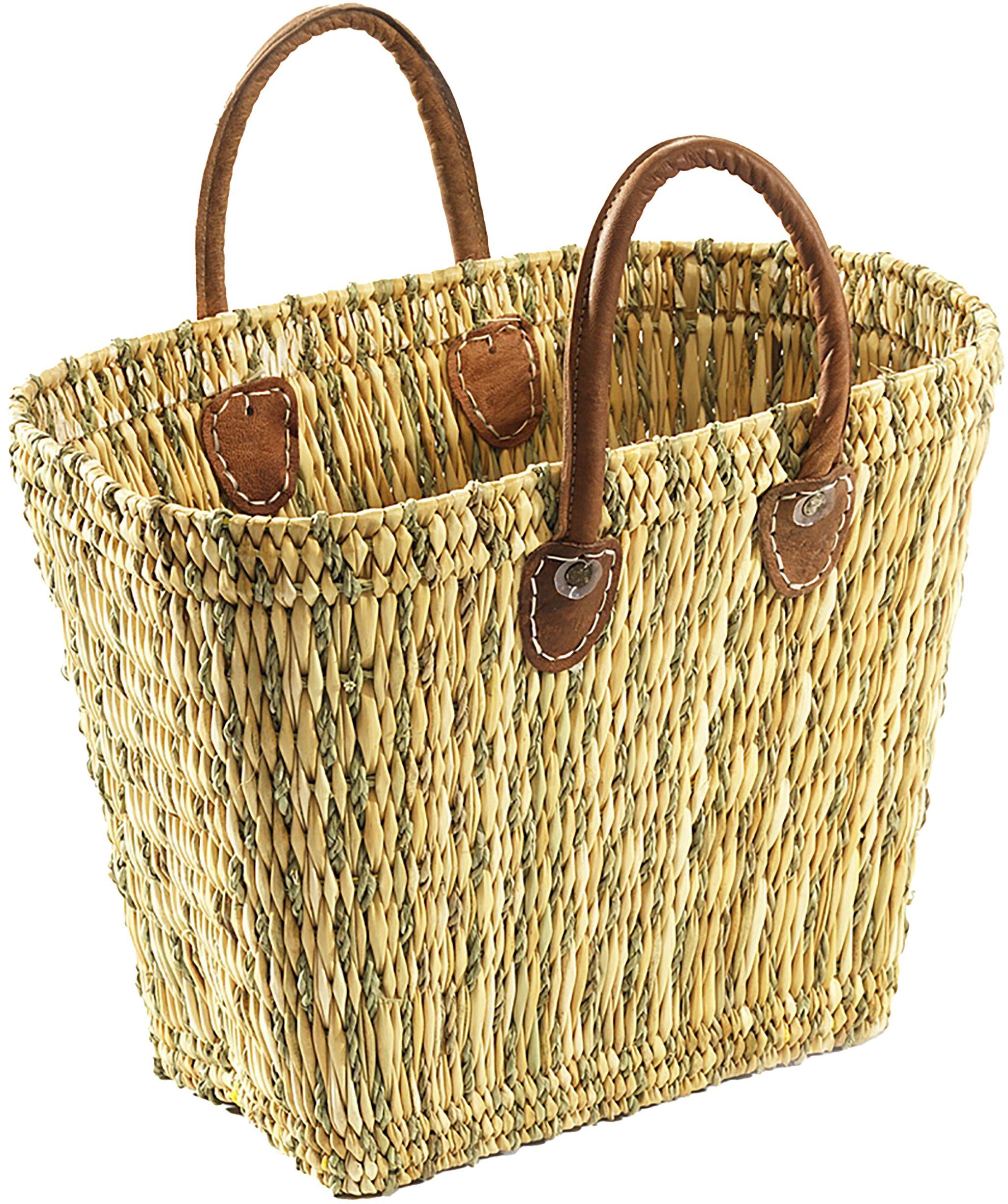 Shopper Seegrastasche natur mit Ledergriffen