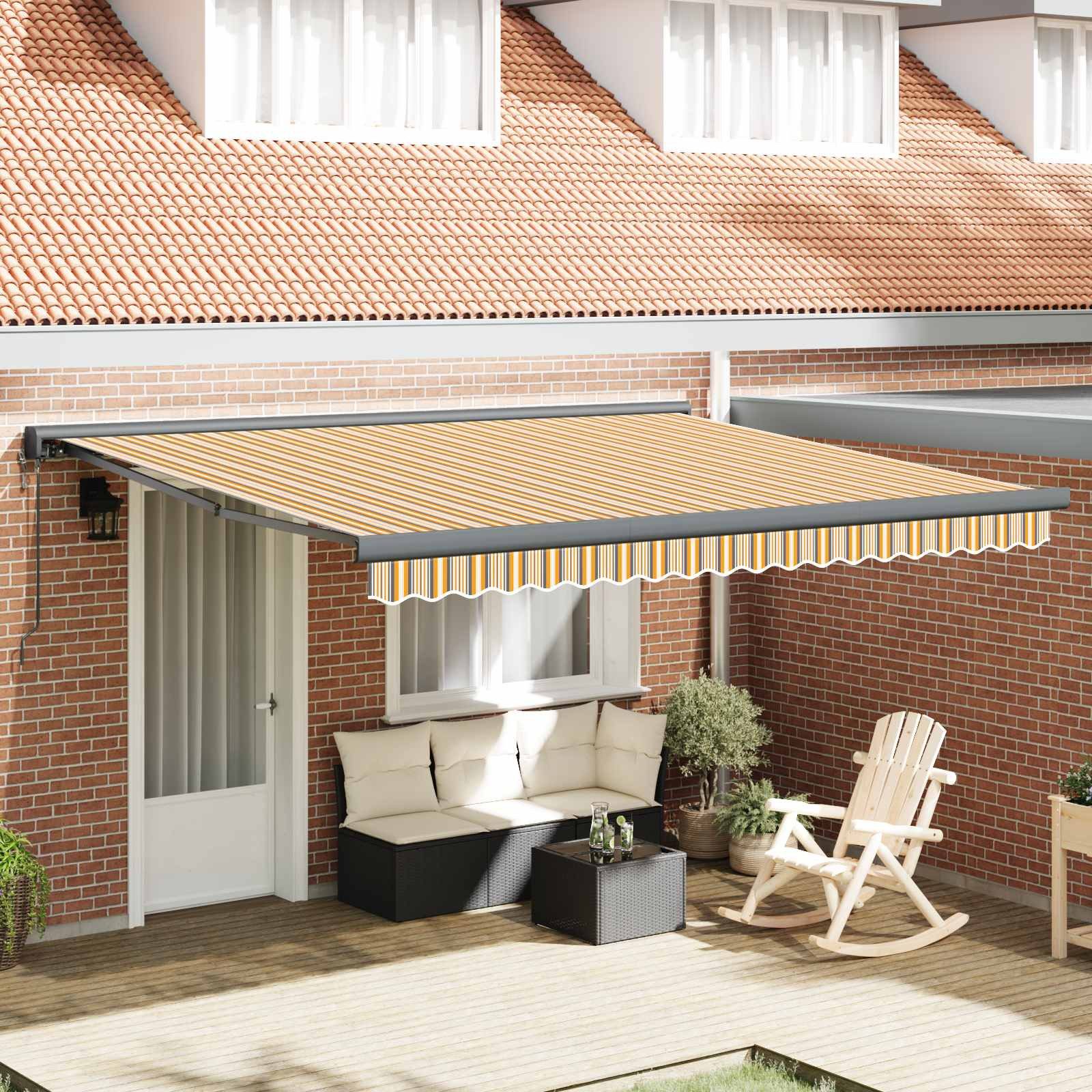 vidaXL Markise Ausziehbare Markise Mehrfarbig 400 x 300 x 165 cm (1-St)