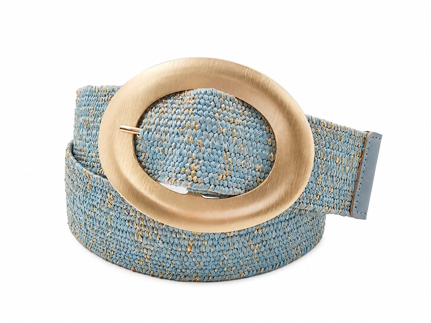 Cassandra Accessoires Taillengürtel Stretchgürtel Flechtgürtel Bastgürtel "Livia" mit goldfarbenen Glanzfäden und ovaler Metallschließe