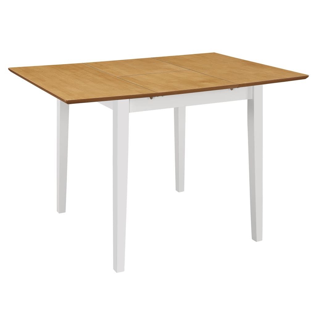 Esstisch aus MDF + Echtholzfurnier in Weiß und Braun