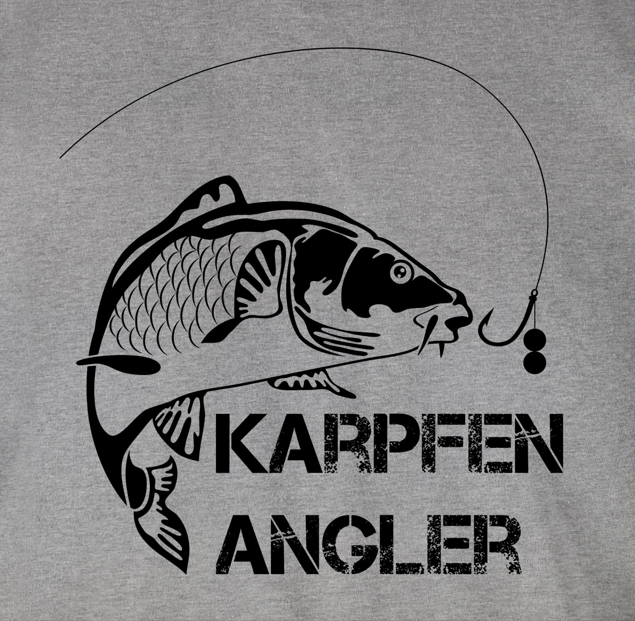Grau Angler 3 Karpfen Geschenke Angler meliert Shirtracer T-Shirt