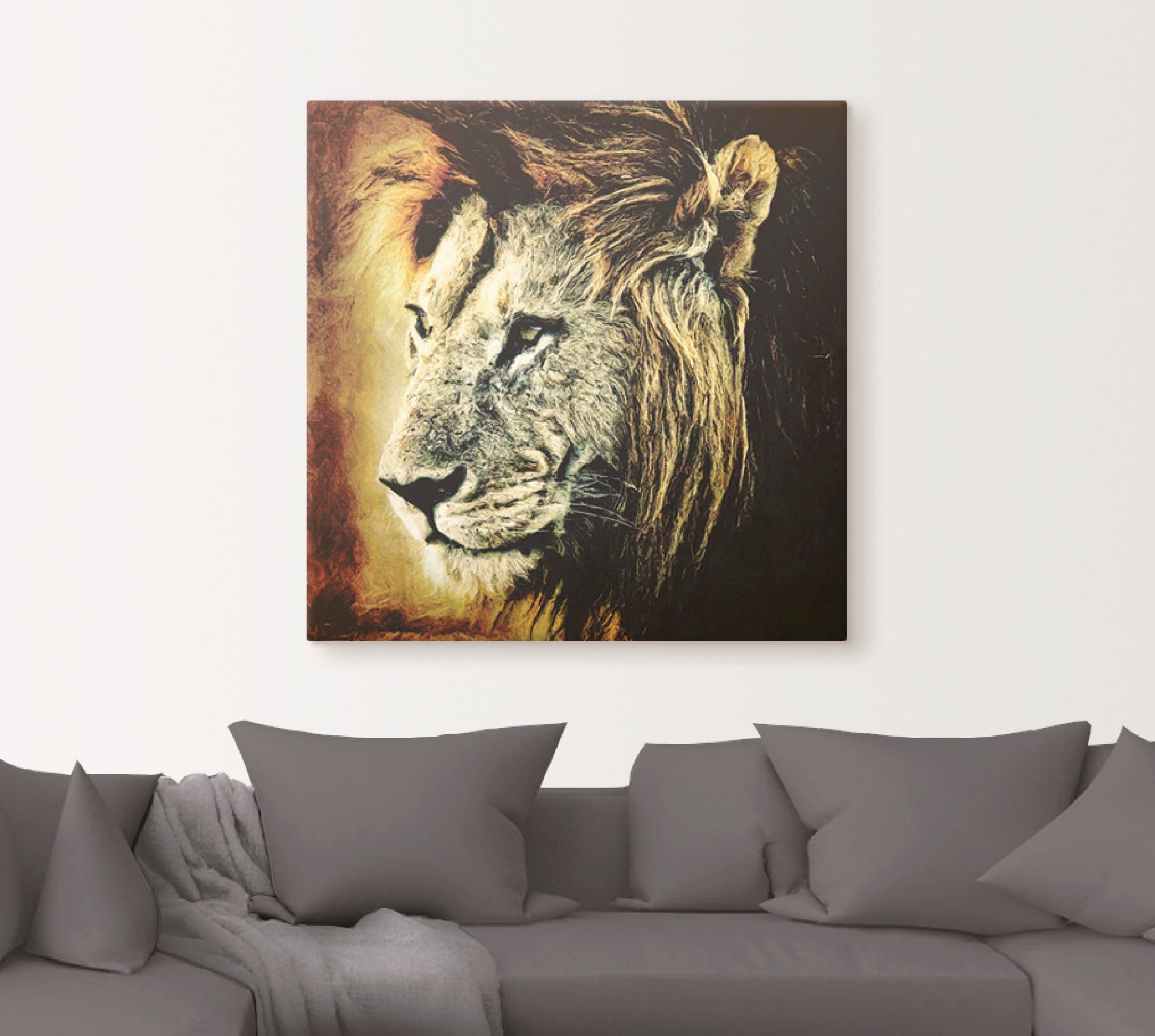 Artland Leinwandbild Löwe, Wildtiere (1 St), auf Holzrahmen gespannt