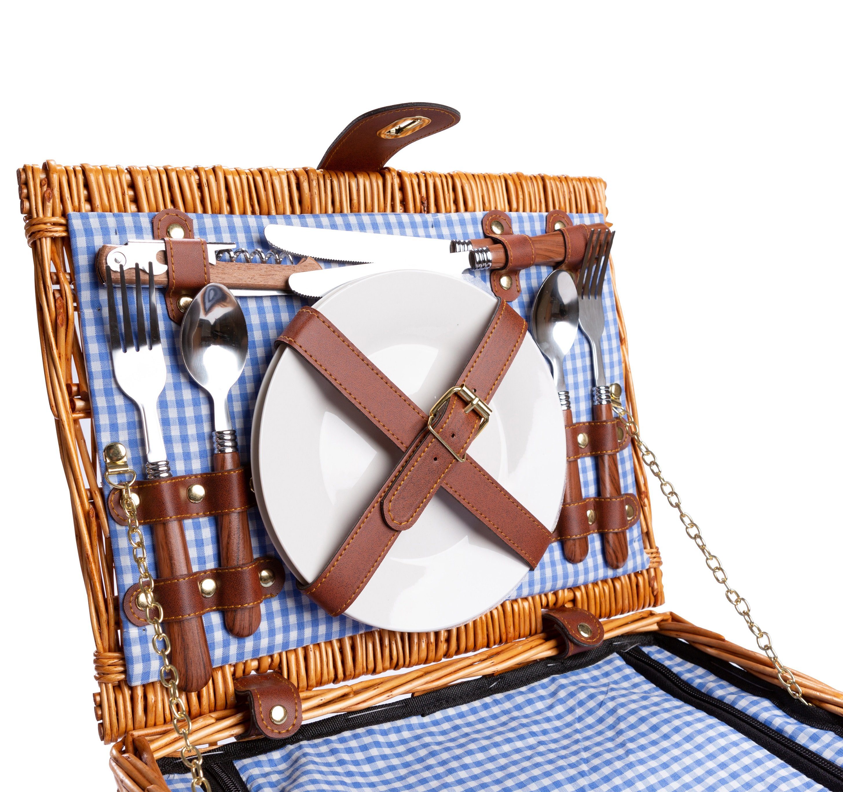 eGenuss Picknickkorb eGenuss Handgefertigter Picknickkorb mit Zubehör