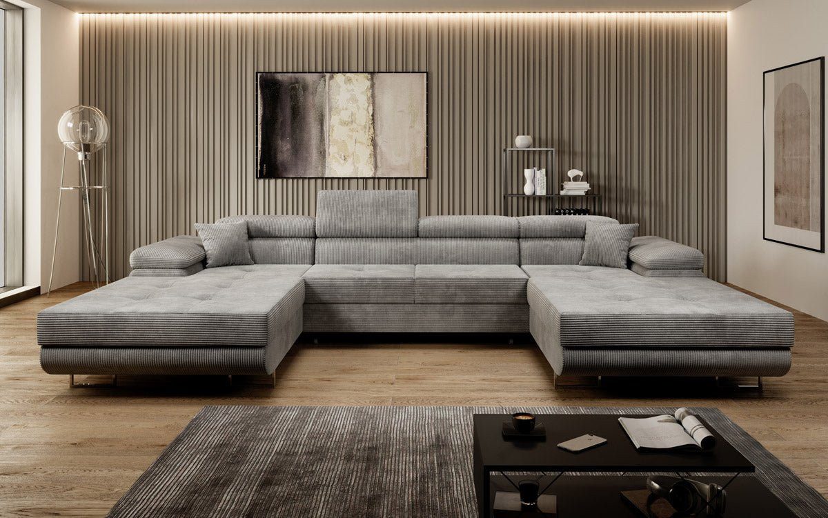 Luxusbetten24 Schlafsofa Designer Sofa Calvera U in Cord, mit Stauraum und günstig online kaufen