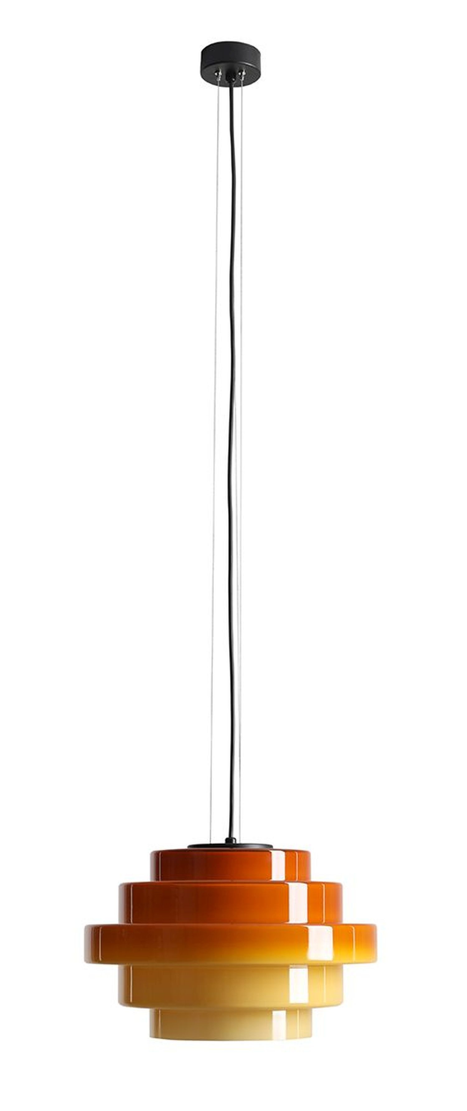 Licht-Erlebnisse Pendelleuchte RARO, ohne Leuchtmittel, Glas Metall H: max. 220 cm D: 36 cm rund Schwarz Honig E27 Modern