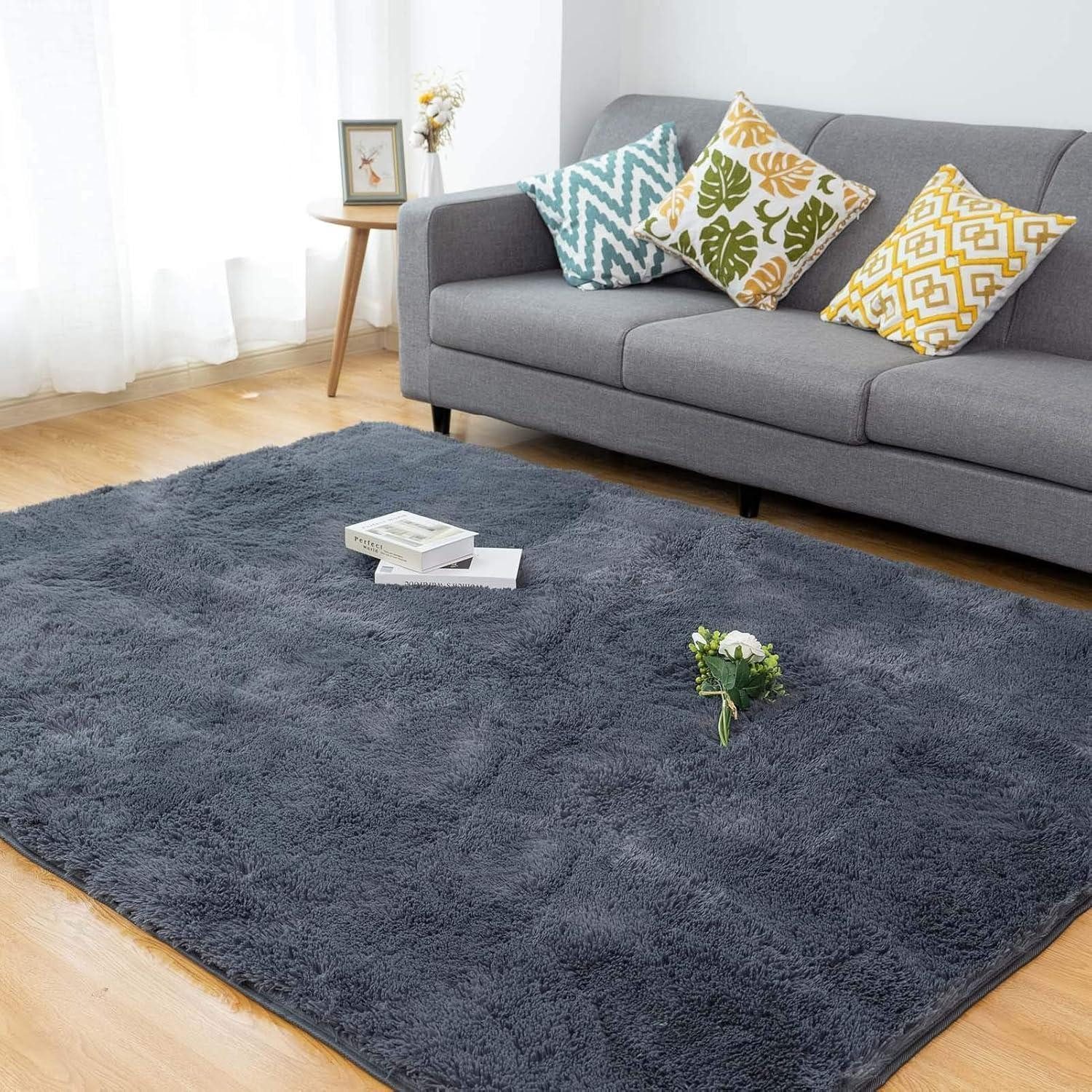 LuxusKollektion Hochflor-Teppich Teppich Hochflor Shaggy Flauschig Grau 90 x 150 cm Rechteckig, rechteckig, Höhe: 40 mm