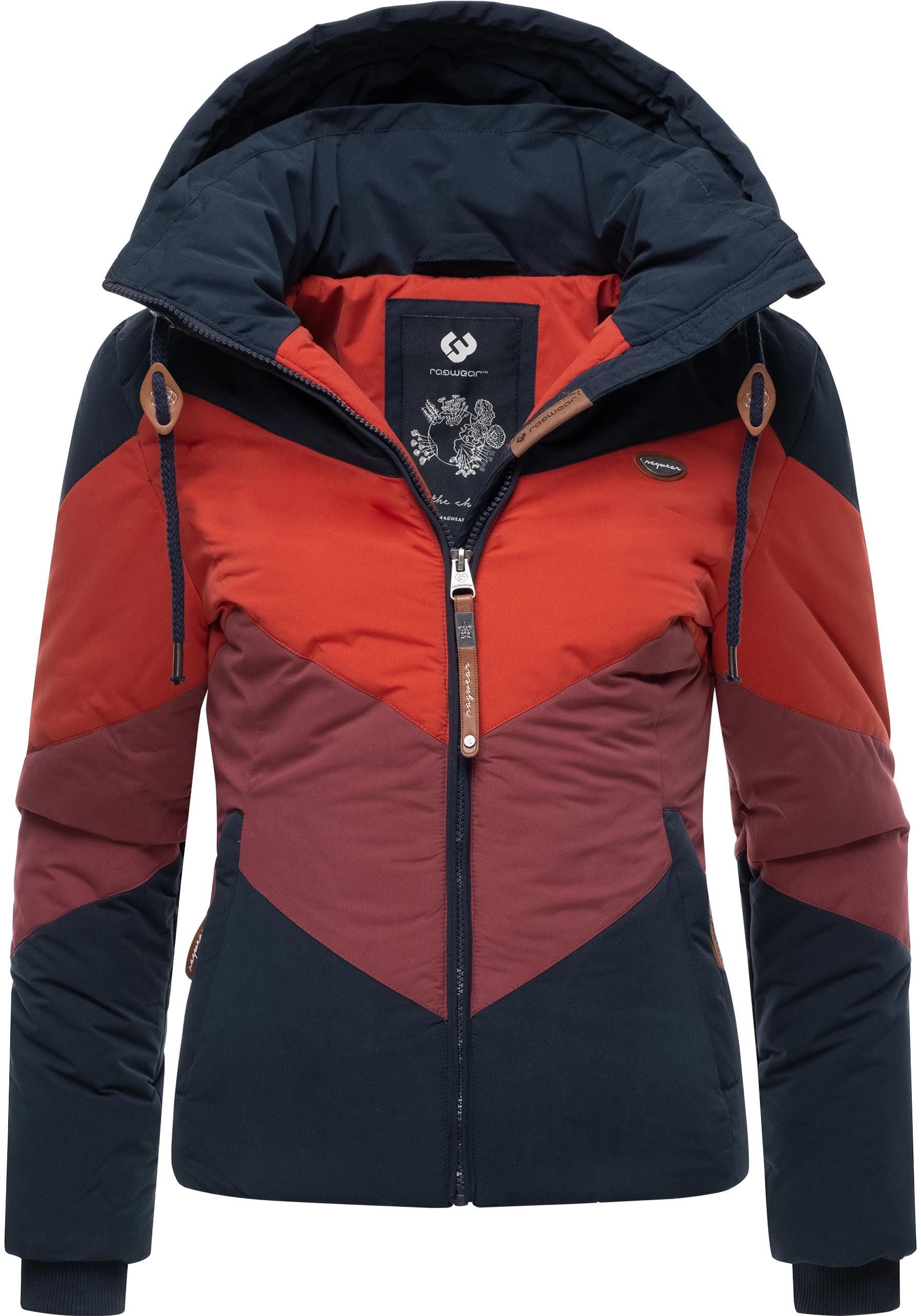 RAGWEAR Anorak Novva Block stylische Winterjacke mit V-Steppung und Kapuze mehr