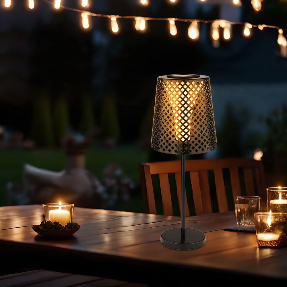 GLOBO LIGHTING LED Außen-Stehlampe, LED-Leuchtmittel fest verbaut, Warmweiß, LED Solar Tischleuchte Garten Solartischlampe für Außen Balkon Solar