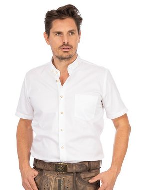 Almsach Trachtenhemd Halbarmhemd Stehkragen SF133 KU weiß (Slim Fit)