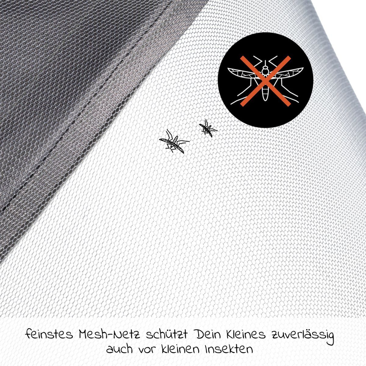 Hauck Insektenschutzplissee Grey, Insektenschutz / Moskitonetz für Kinderwagen und Buggy