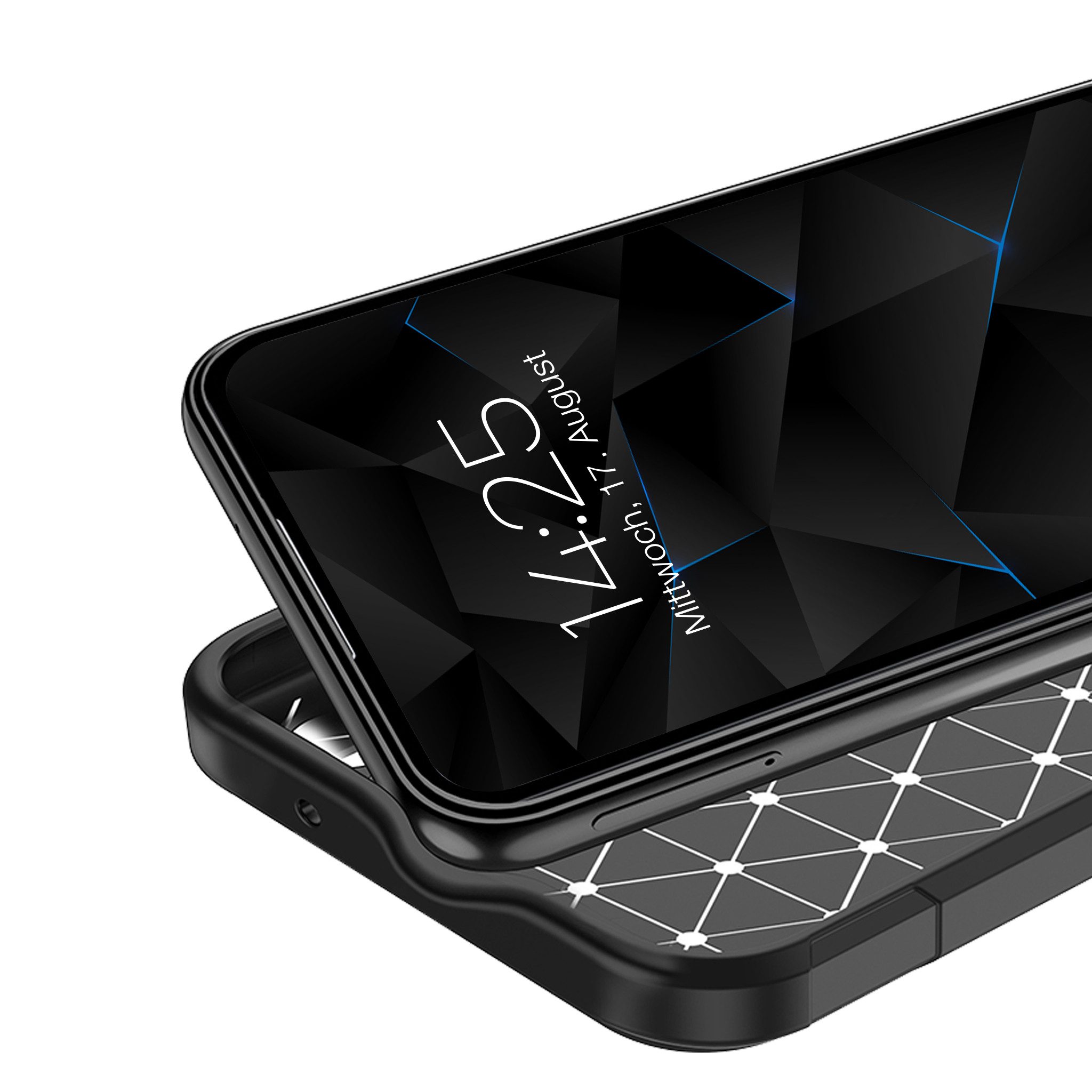 Tec-Expert Handyhülle Hülle in Carbon Optik für Samsung Galaxy Xcover7 Pro 6.6 Zoll, 6.6", Karbonlook Case Cover mit detaillierten Ausschnitten