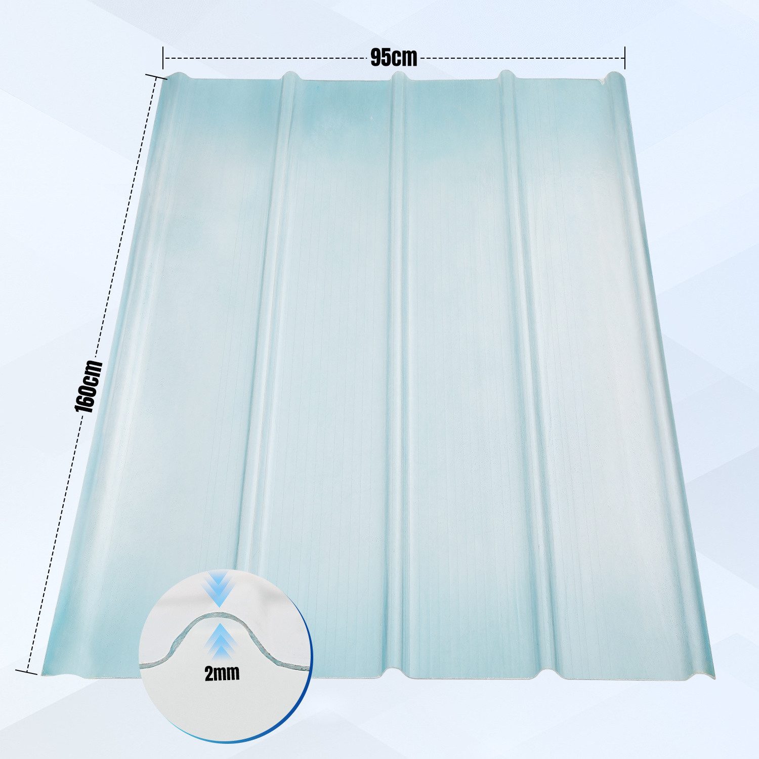 Clanmacy Wellplatte Wellplatten 2mm FRP-Tageslichtplatten für dach Dachplatten Wellbahn, 0.2 mm