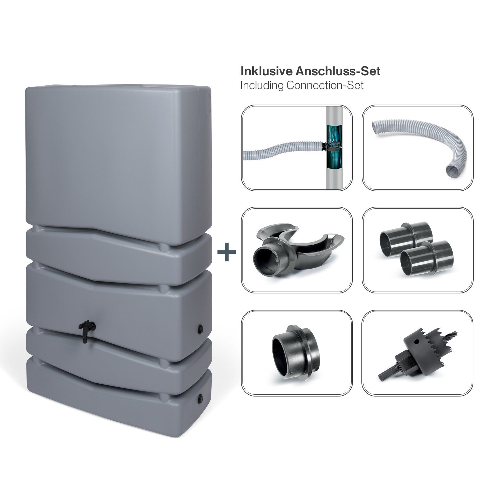 Kreher Regentonne XXL Wassertank "AQUA TOWER" 350 Liter in GLATTER OPTIK mit Füllautomat, 350 l, (1-tlg)