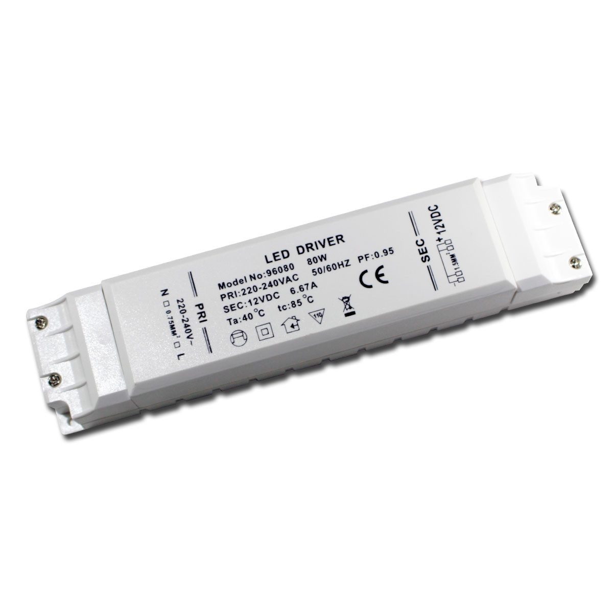 ChiliTec 80W LED Transformator, max. 6,67A 12V DC, Trafo LED Trafo