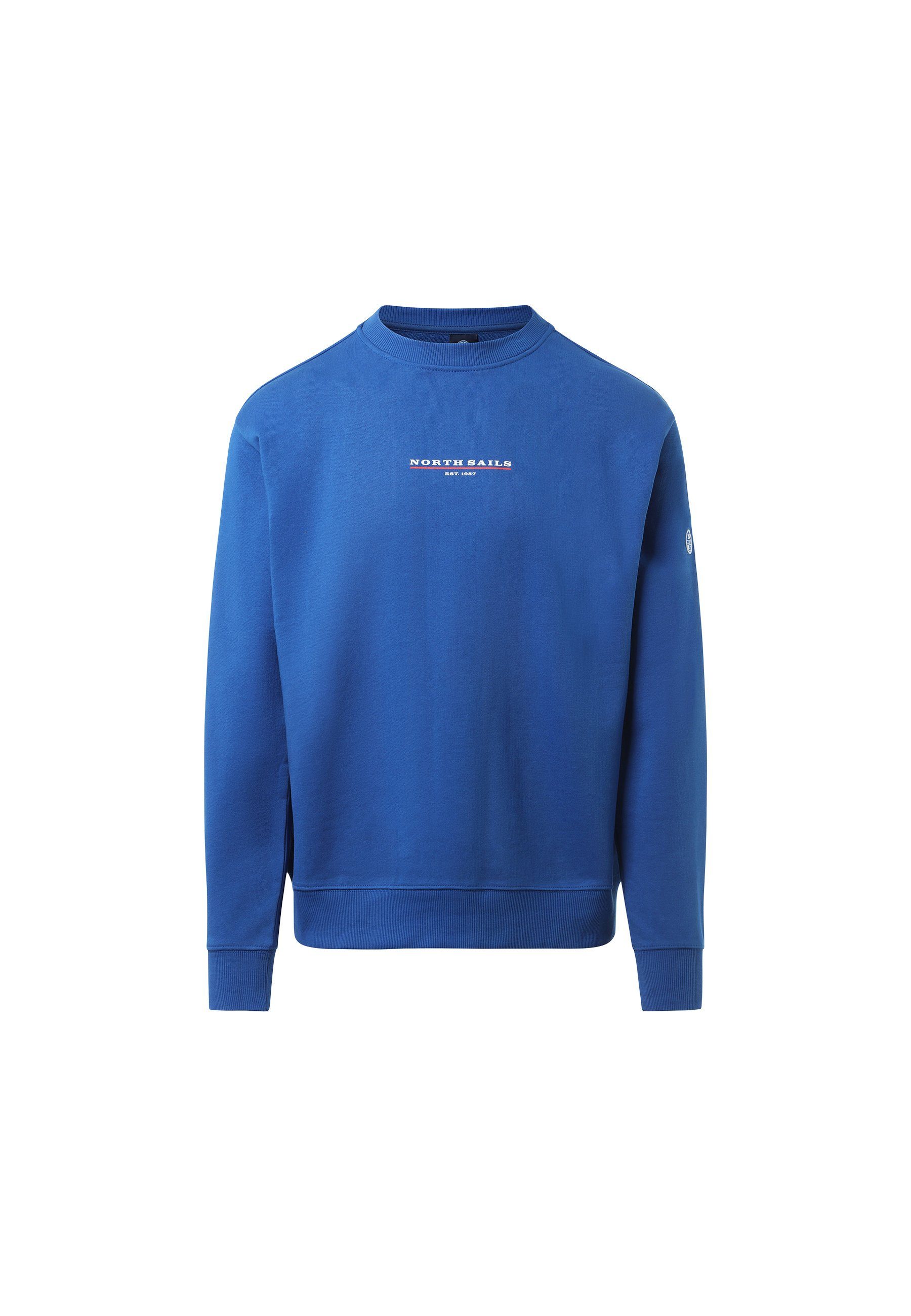 North Sails Fleecepullover Brust-Print Sweatshirt BLUE mit