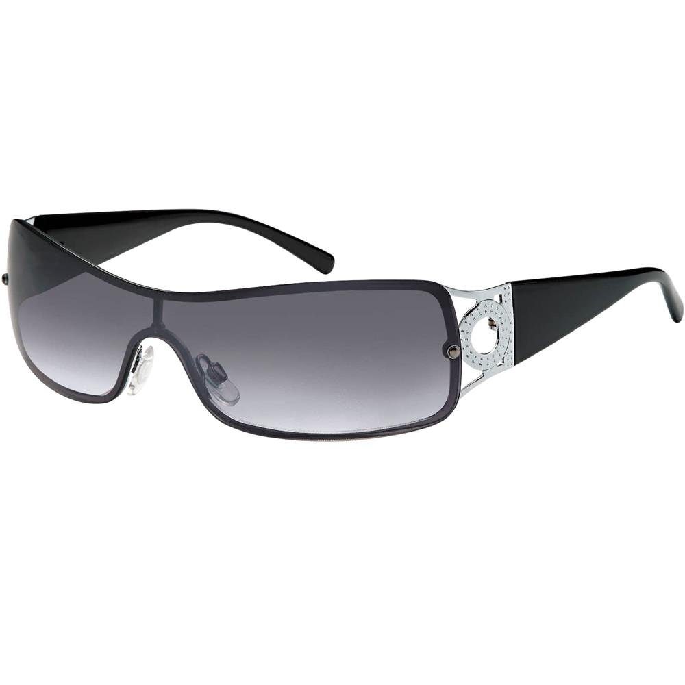 BEZLIT Eyewear Monoscheiben Schwarz Monoscheibensonnenbrille verziertem mit (1-St) Sonnenbrille Damen Bügel