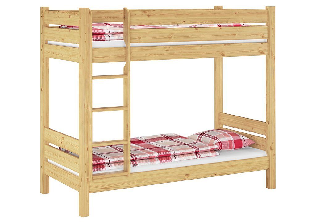 ERST-HOLZ Etagenbett Stabiles Etagenbett Nische 100 Kiefer Massiv 90 x 200 cm