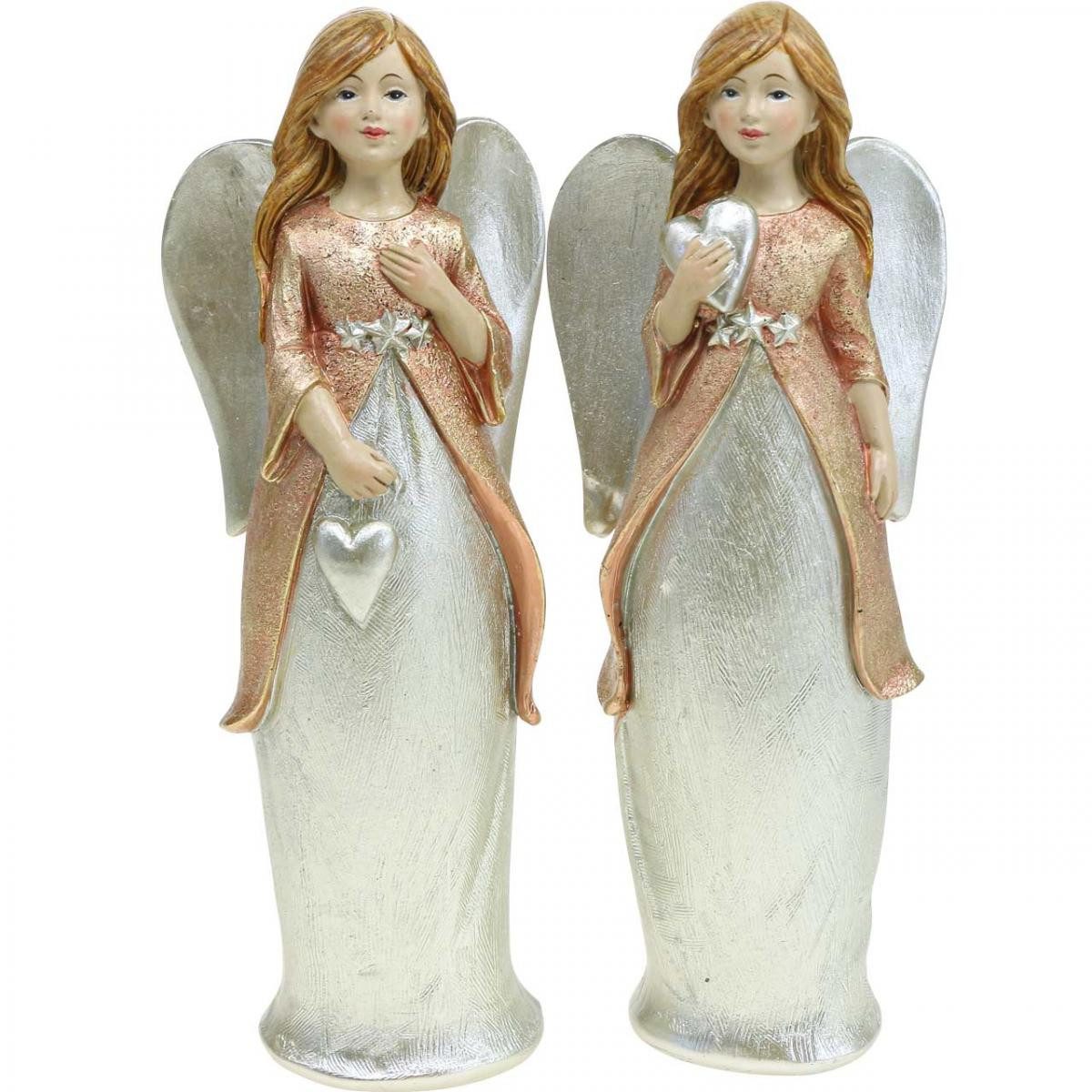 Viana Weihnachtsmann Engel Figur Schutzengel Weihnachtsdeko mit Herz, Dekofigur, 2 Stück