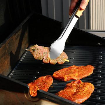 bremermann Grillbesteck-Set Grillbesteck 3er Set // Edelstahl mit Bambusgriffen