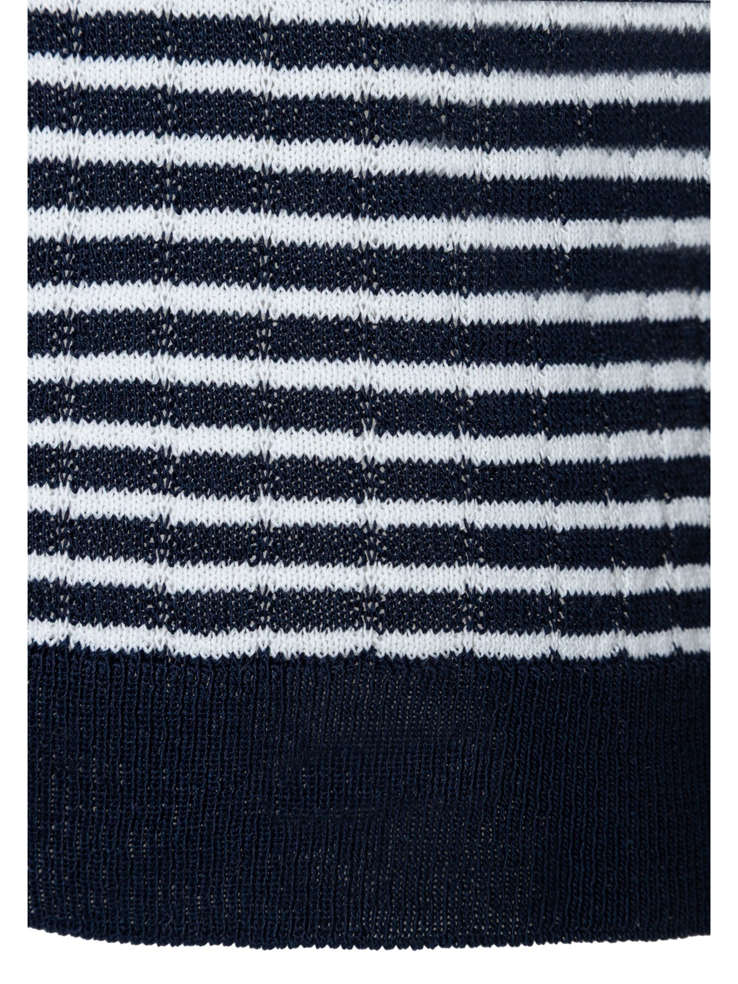 MORE&MORE Strickpullover schmaler Ringel-Kurzarmpullover