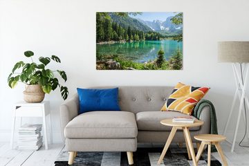 Pixxprint Leinwandbild Wunderschöner See im Wald, Wunderschöner See im Wald (1 St), Leinwandbild fertig bespannt, inkl. Zackenaufhänger