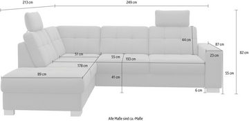 sit&more Ecksofa Quincy L-Form, wahlweise mit Bettfunktion und Bettkasten