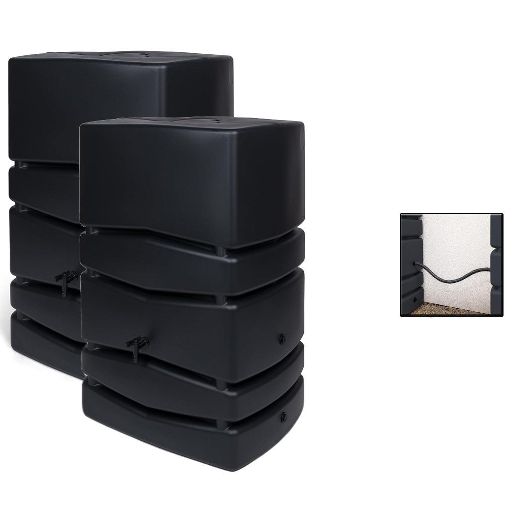 Kreher Regentonne 2 x 'Aqua Tower' 450 Liter mit Hahn in Grau/Anthrazit (Farbe wählbar), 450 l